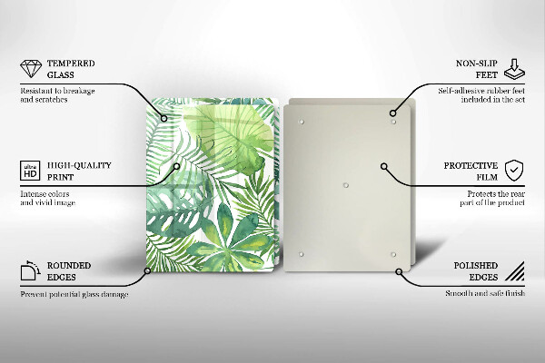 Glas Herdabdeckplatte Aquarell-Boho-Blätter