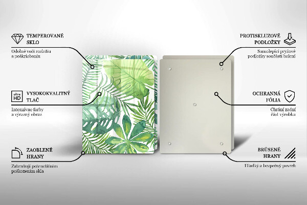 Glas Herdabdeckplatte Aquarell-Boho-Blätter