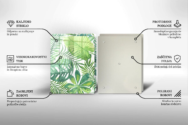 Glas Herdabdeckplatte Aquarell-Boho-Blätter