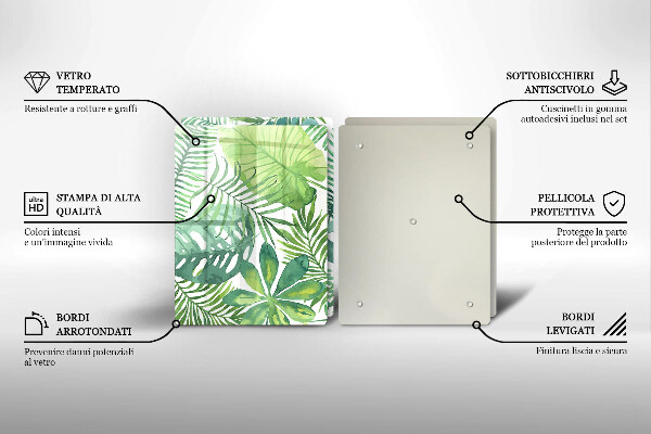 Glas Herdabdeckplatte Aquarell-Boho-Blätter