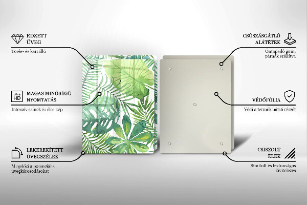 Glas Herdabdeckplatte Aquarell-Boho-Blätter