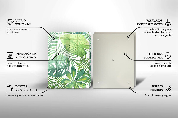 Glas Herdabdeckplatte Aquarell-Boho-Blätter