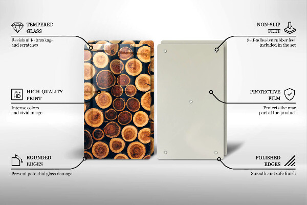 Glas Herdabdeckplatte Baumstümpfe aus Holz