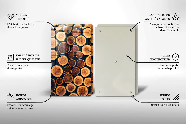 Glas Herdabdeckplatte Baumstümpfe aus Holz