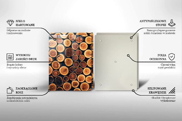 Glas Herdabdeckplatte Baumstümpfe aus Holz