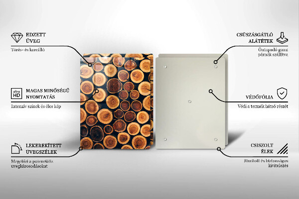 Glas Herdabdeckplatte Baumstümpfe aus Holz
