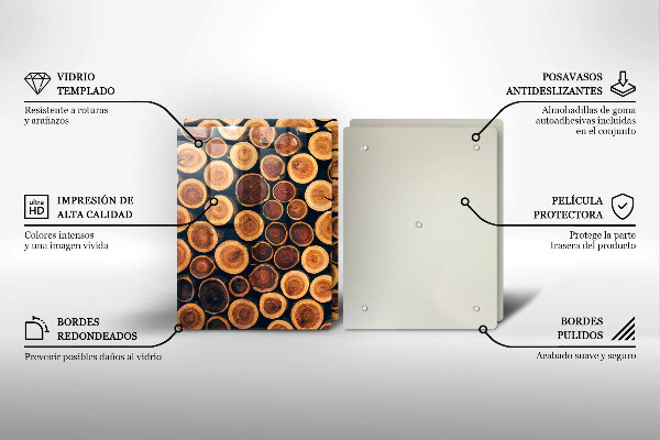 Glas Herdabdeckplatte Baumstümpfe aus Holz