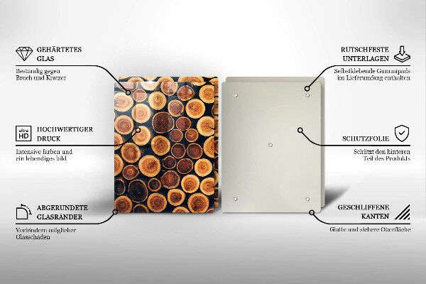 Glas Herdabdeckplatte Baumstümpfe aus Holz