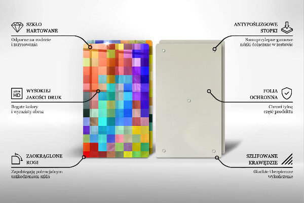 Glas Herdabdeckplatte Bunte Pixelquadrate