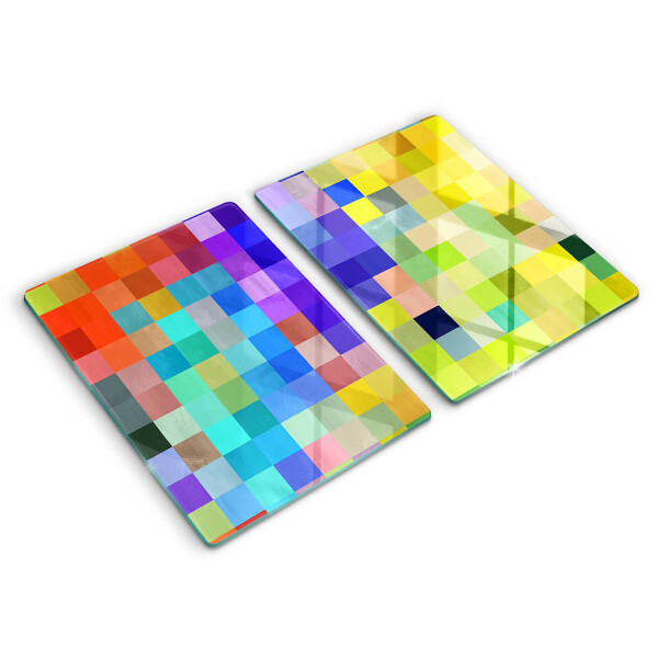 Glas Herdabdeckplatte Bunte Pixelquadrate
