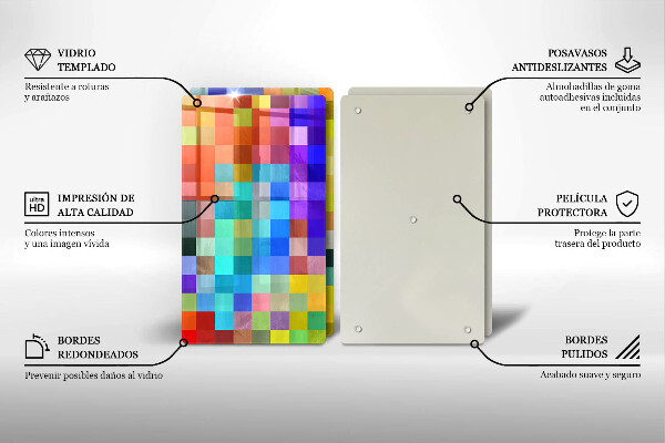 Glas Herdabdeckplatte Bunte Pixelquadrate
