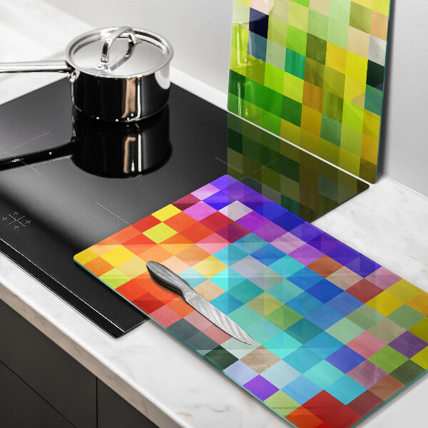 Glas Herdabdeckplatte Bunte Pixelquadrate