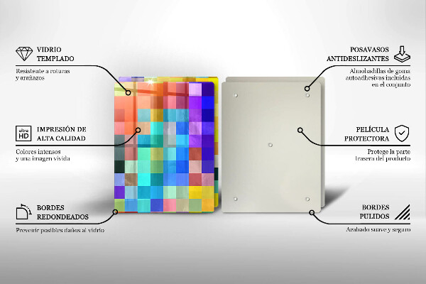 Glas Herdabdeckplatte Bunte Pixelquadrate