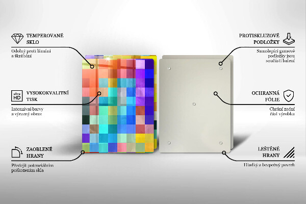 Glas Herdabdeckplatte Bunte Pixelquadrate