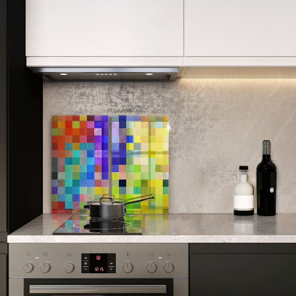 Glas Herdabdeckplatte Bunte Pixelquadrate