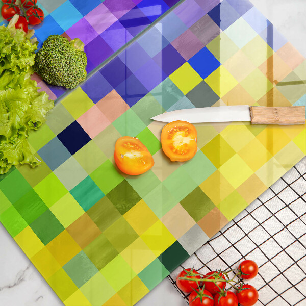 Glas Herdabdeckplatte Bunte Pixelquadrate