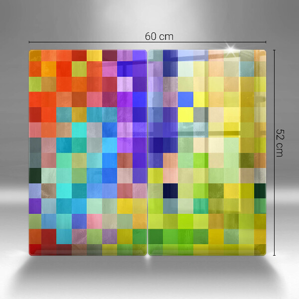 Glas Herdabdeckplatte Bunte Pixelquadrate