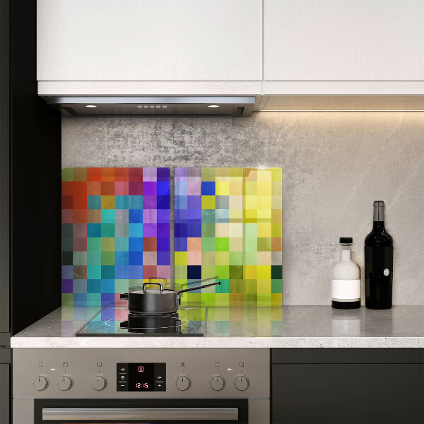 Glas Herdabdeckplatte Bunte Pixelquadrate