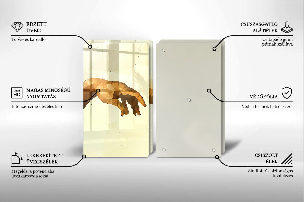 Glas Herdabdeckplatte Erschaffung von Adams Händen