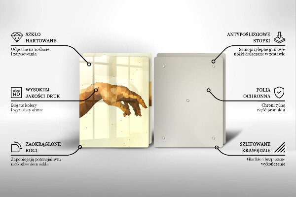 Glas Herdabdeckplatte Erschaffung von Adams Händen