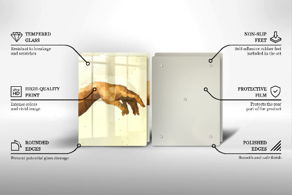 Glas Herdabdeckplatte Erschaffung von Adams Händen