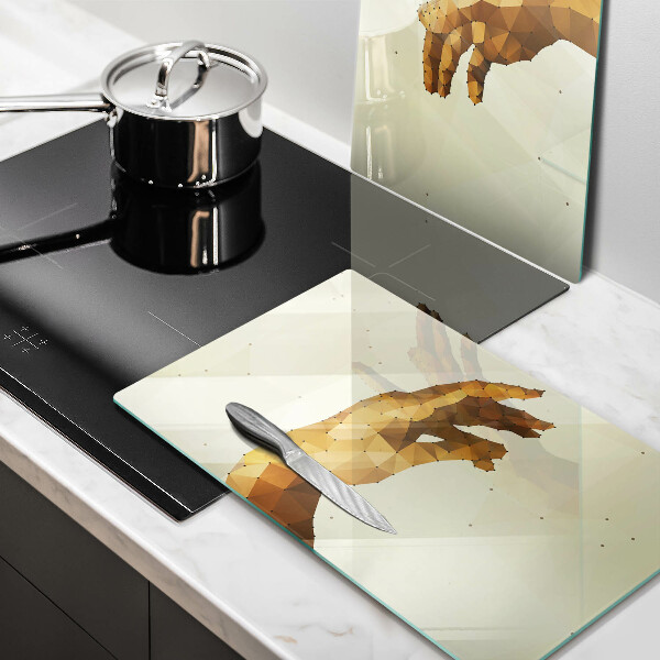 Glas Herdabdeckplatte Erschaffung von Adams Händen