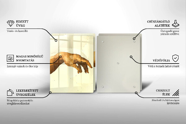 Glas Herdabdeckplatte Erschaffung von Adams Händen