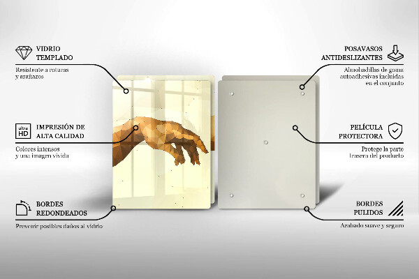 Glas Herdabdeckplatte Erschaffung von Adams Händen