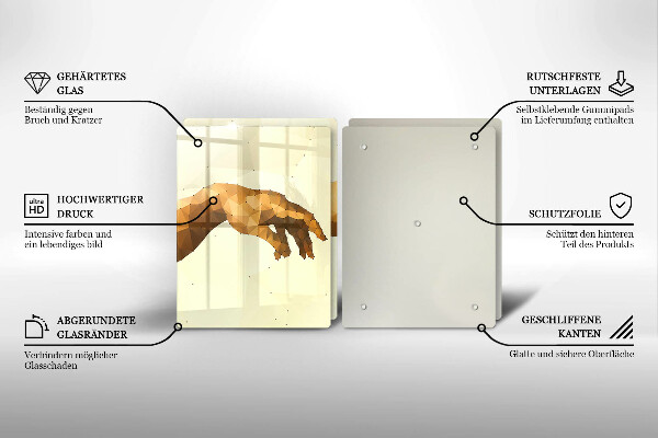 Glas Herdabdeckplatte Erschaffung von Adams Händen