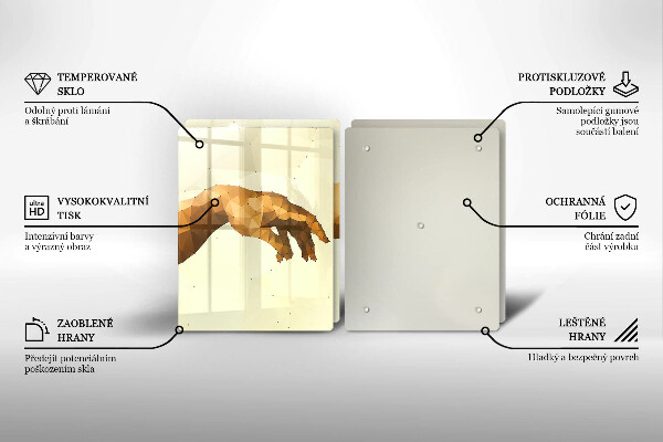 Glas Herdabdeckplatte Erschaffung von Adams Händen