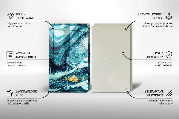 Glas Ceranfeldabdeckung Blaugoldene Abstraktion