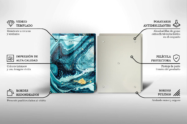 Glas Ceranfeldabdeckung Blaugoldene Abstraktion