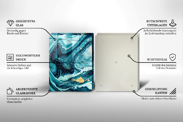 Glas Ceranfeldabdeckung Blaugoldene Abstraktion