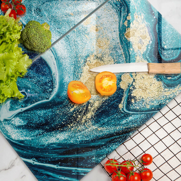 Glas Ceranfeldabdeckung Blaugoldene Abstraktion