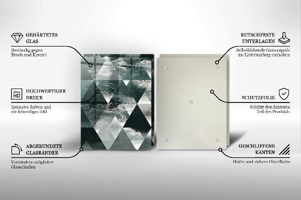 Glas Herdabdeckplatte Dreiecke und Wasser