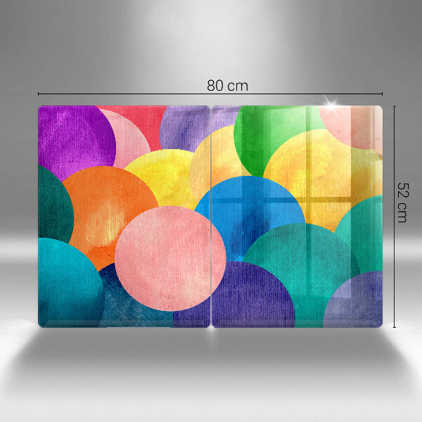 Glas Herdabdeckplatte Bunte Kreise