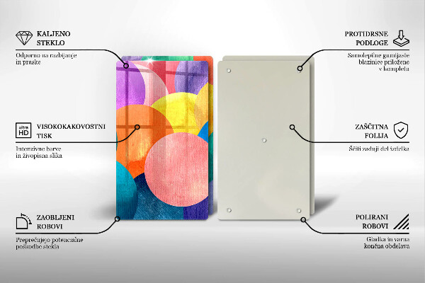 Glas Herdabdeckplatte Bunte Kreise