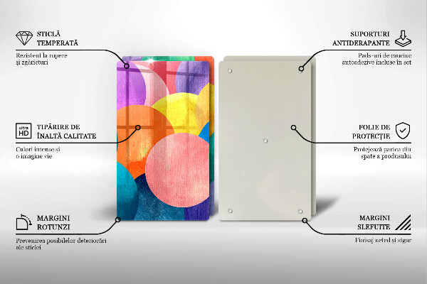 Glas Herdabdeckplatte Bunte Kreise