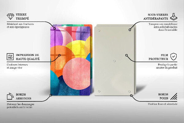 Glas Herdabdeckplatte Bunte Kreise