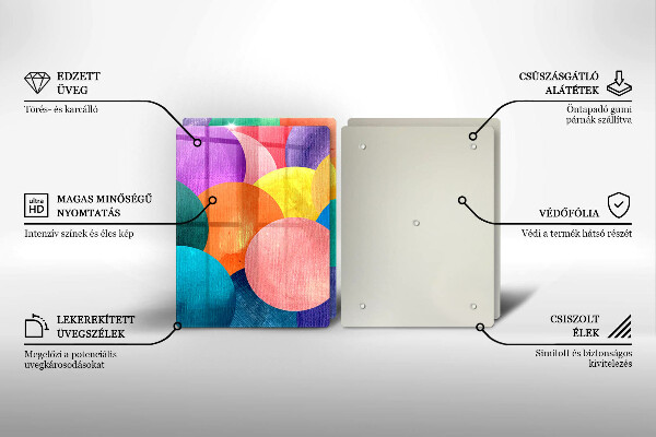 Glas Herdabdeckplatte Bunte Kreise