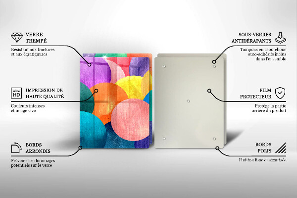 Glas Herdabdeckplatte Bunte Kreise