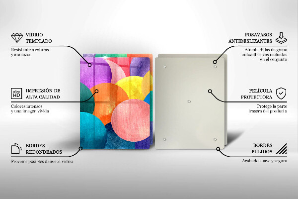 Glas Herdabdeckplatte Bunte Kreise