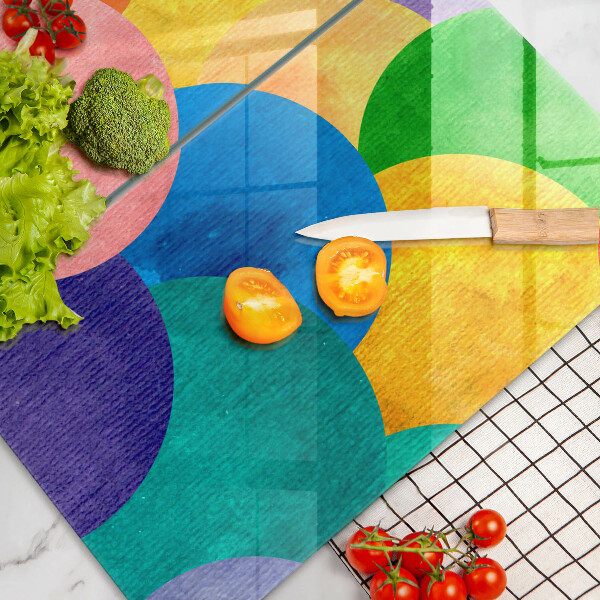 Glas Herdabdeckplatte Bunte Kreise