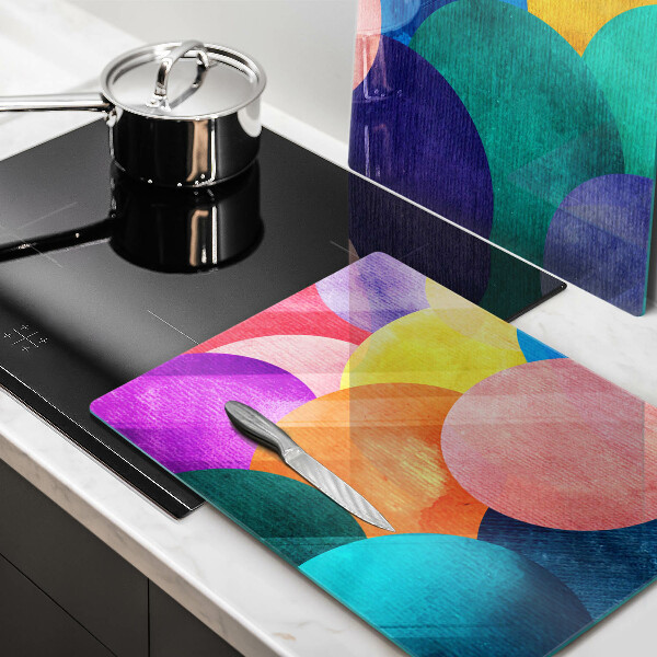 Glas Herdabdeckplatte Bunte Kreise