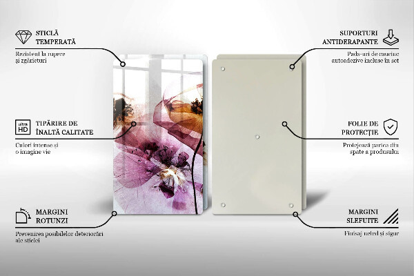 Glas Ceranfeldabdeckung Zarte Blumen