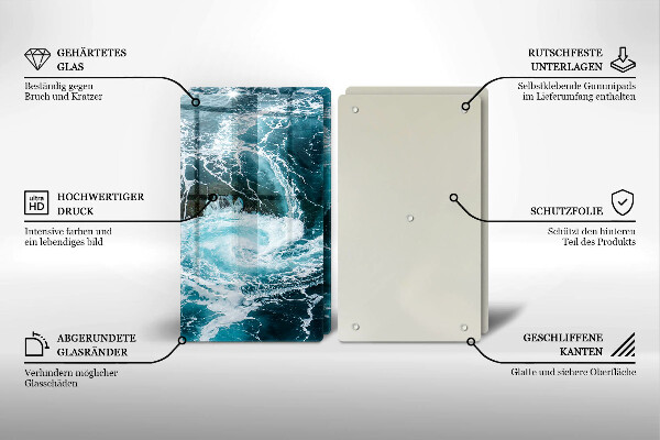 Glas Ceranfeldabdeckung Schäumende Wasserwellen