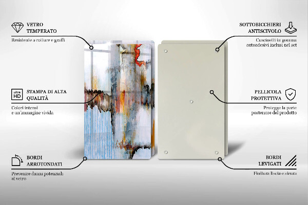 Glas Herdabdeckplatte Abstraktionsfarben