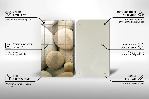 Glas Herdabdeckplatte Muster aus ovalen Steinen