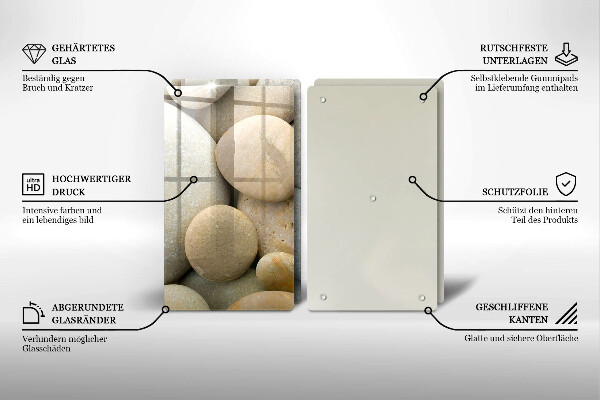Glas Herdabdeckplatte Muster aus ovalen Steinen