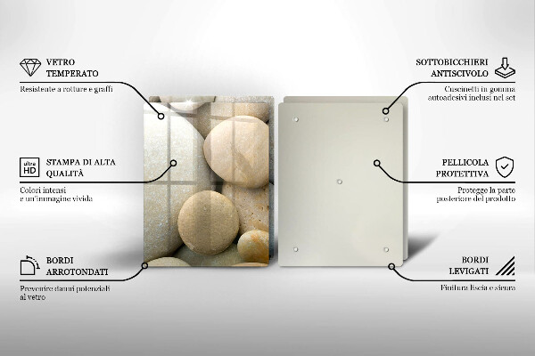 Glas Herdabdeckplatte Muster aus ovalen Steinen